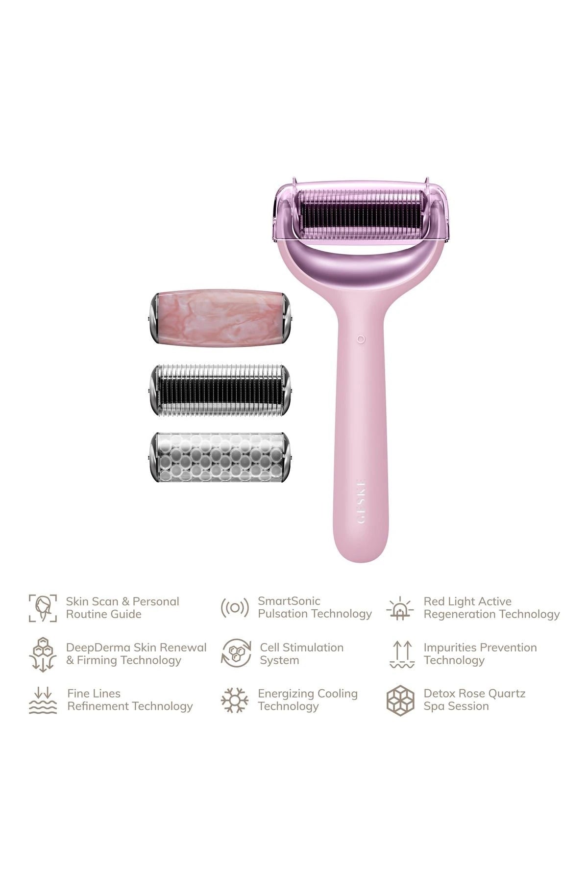 Geske-Mikro İğneli, Buz Başlığı, Pembe Kuvars Başlıklı Dermaroller | Micro Needle Face & Body Roller-Cilt Bakım Aletleri-2-roqelvaxirum.shop