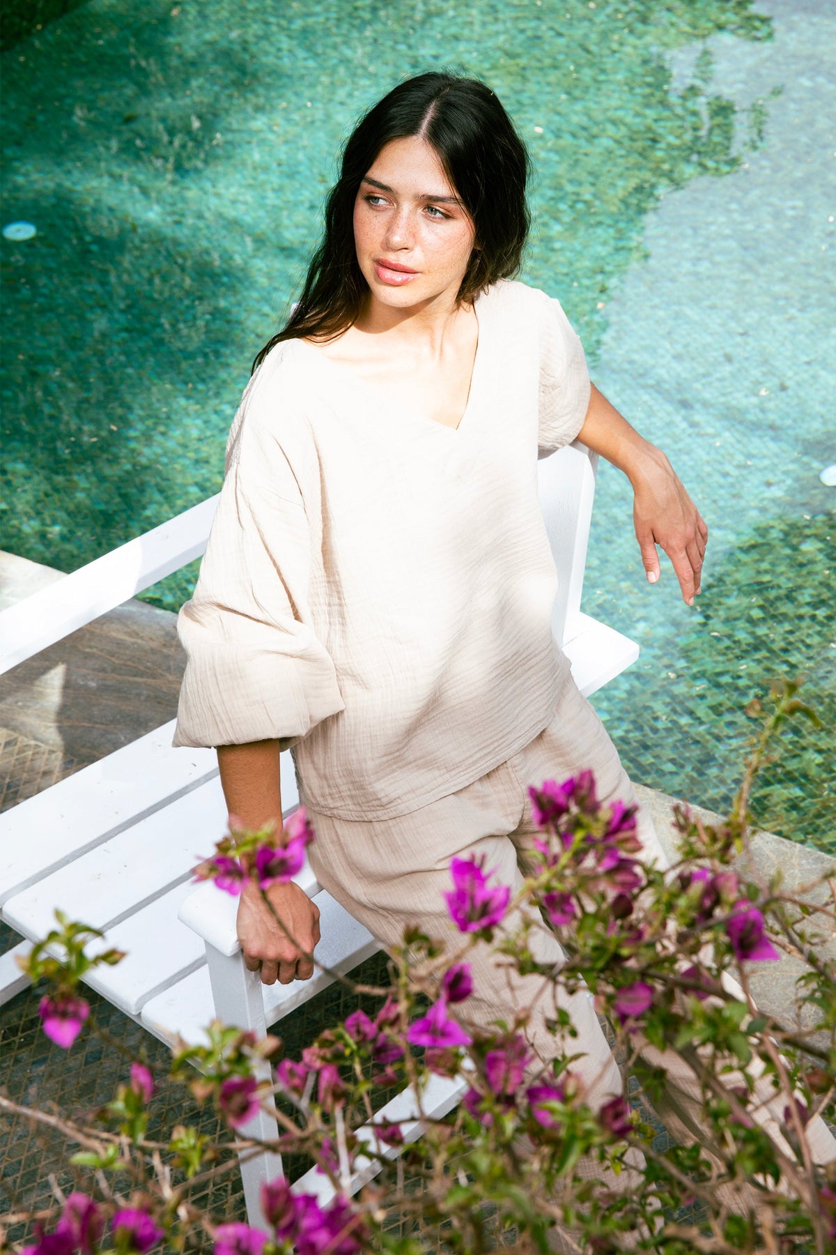 Handarte Los Angeles-Bej V Yaka Lodos Top-Top-3-roqelvaxirum.shop