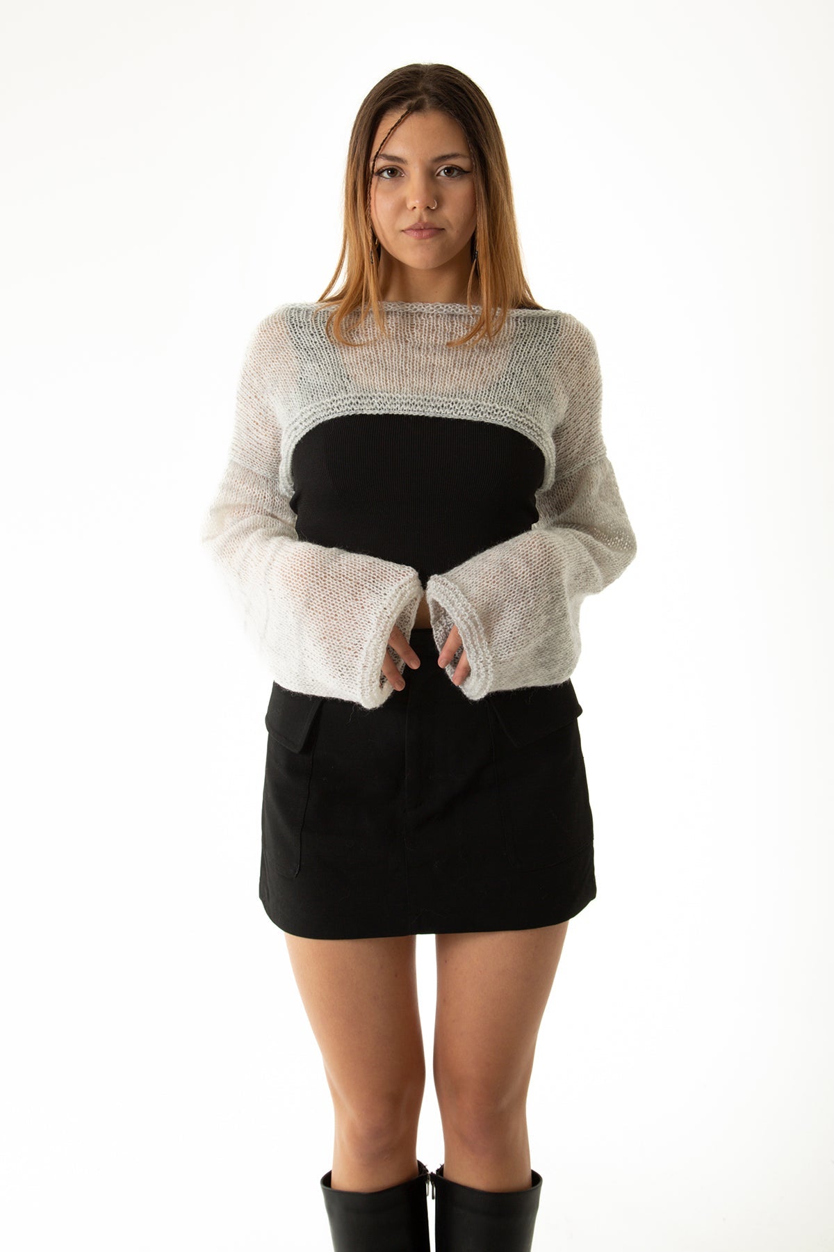 Handarte Los Angeles-Gri Salaş Angora Crop Top-Crop Top-1-roqelvaxirum.shop