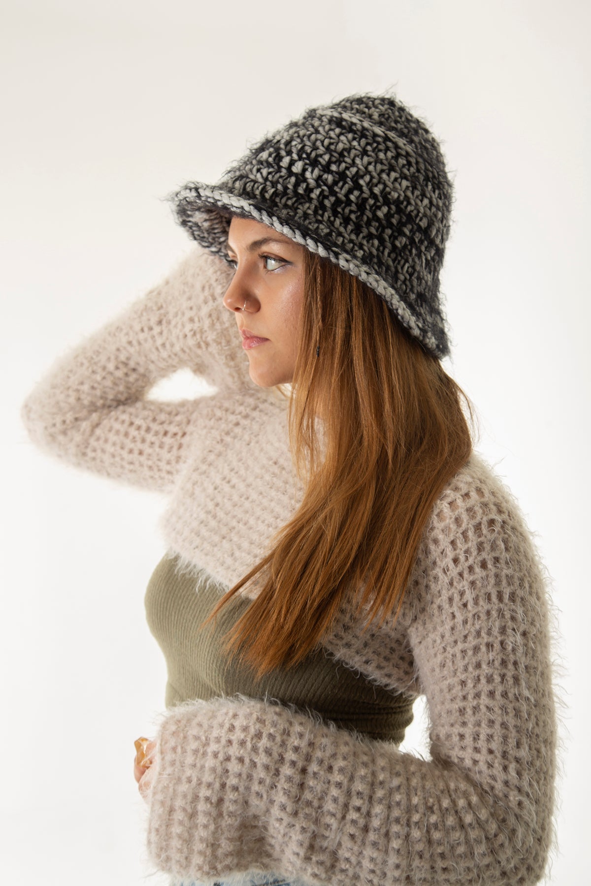 Handarte Los Angeles-Siyah / Gri El örgüsü Bucket şapka-Şapka-3-roqelvaxirum.shop