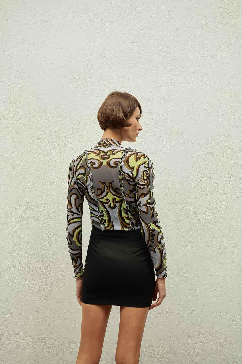 Hip + Happen-Waffle Gri Mesh Bluz-Top-2-roqelvaxirum.shop