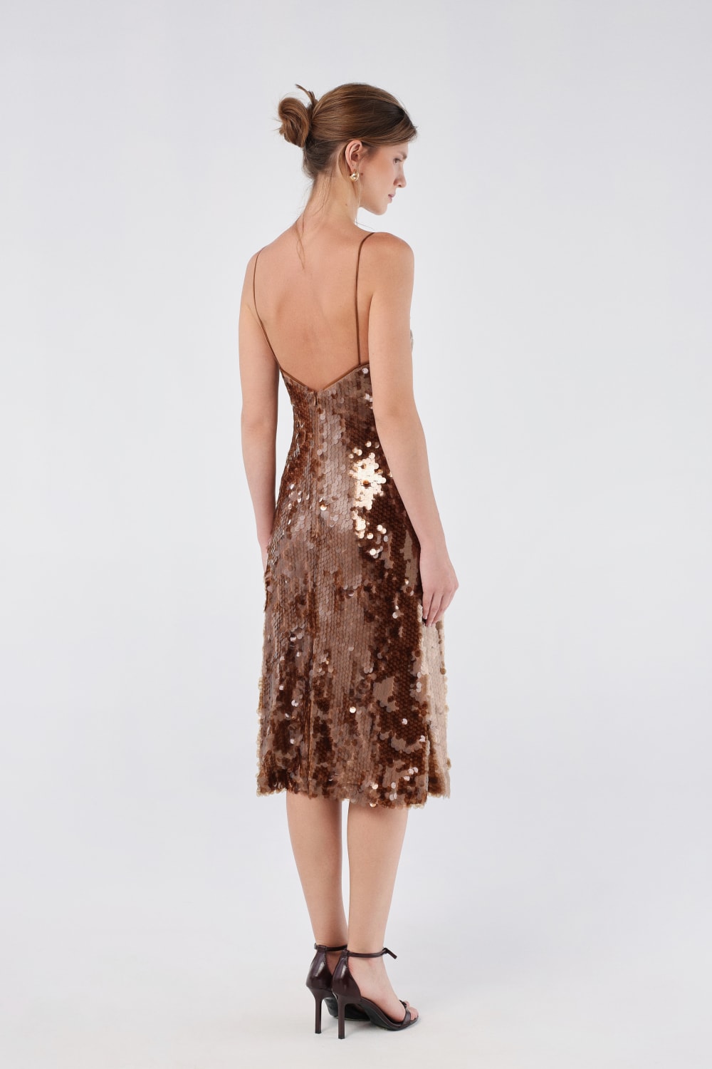 House of IKA-V Yaka Payetli Slip Elbise-Elbise-3-roqelvaxirum.shop