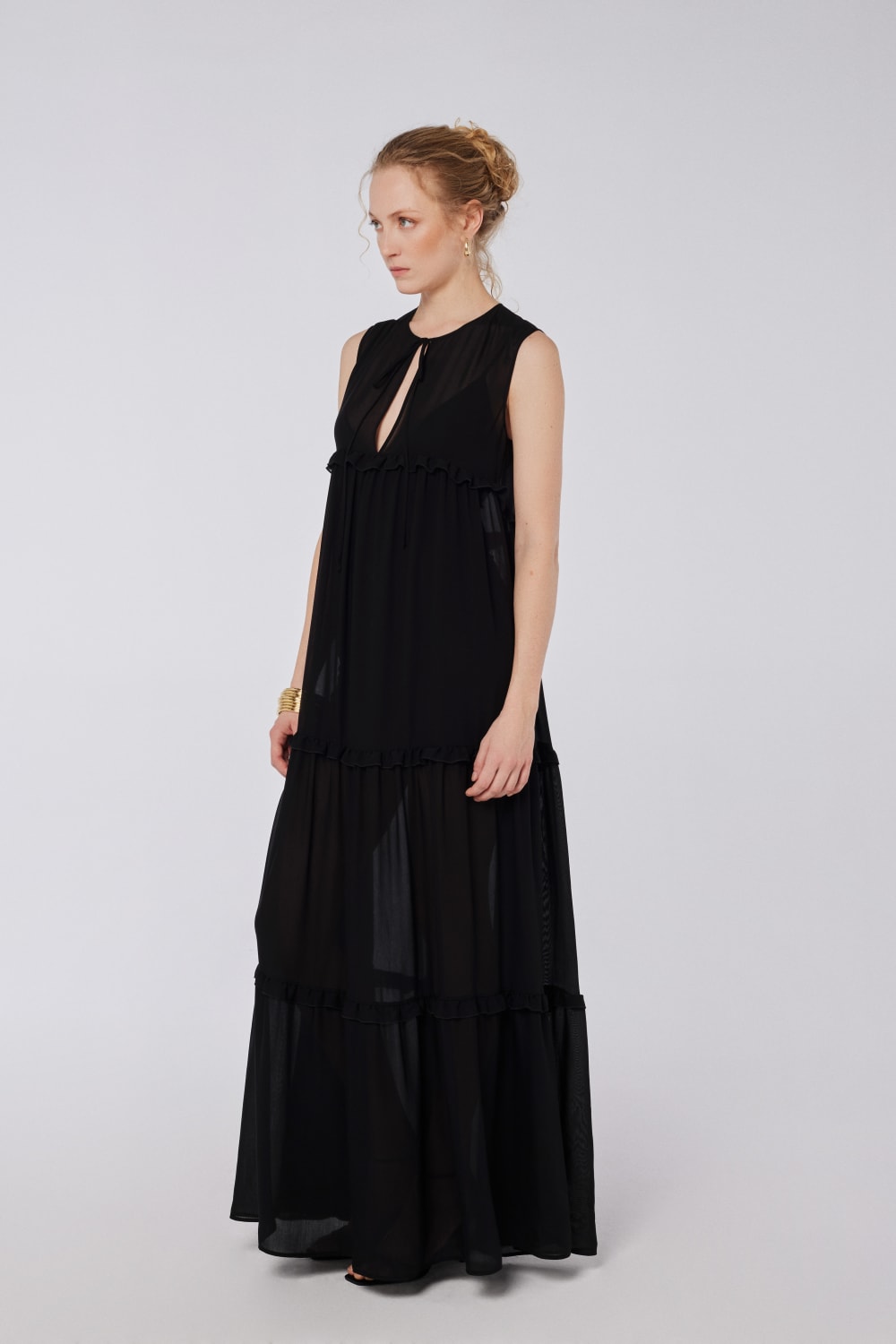 House of IKA-Volanlı Viskon Maxi Elbise-Elbise-2-roqelvaxirum.shop