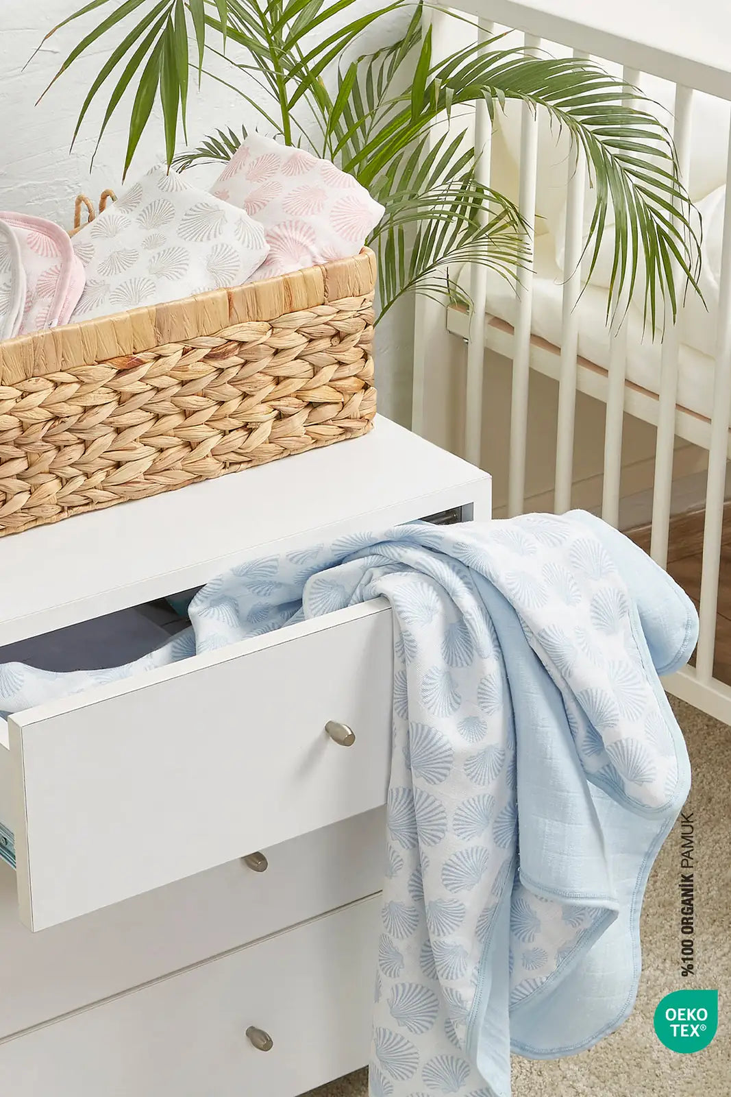 İRYA-Bebemarin Seashell Müslin Battaniye 120X120 Mavi-Battaniye-8-roqelvaxirum.shop