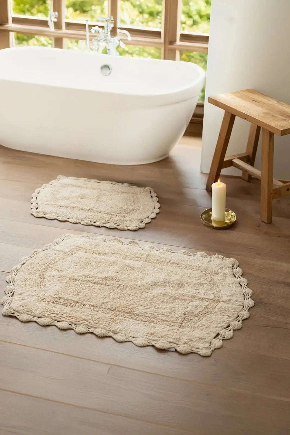 İRYA-Dale 2’Li Takım Banyo Paspası %100 Pamuk 40X60 + 60X90 Bej-Paspas-1-roqelvaxirum.shop