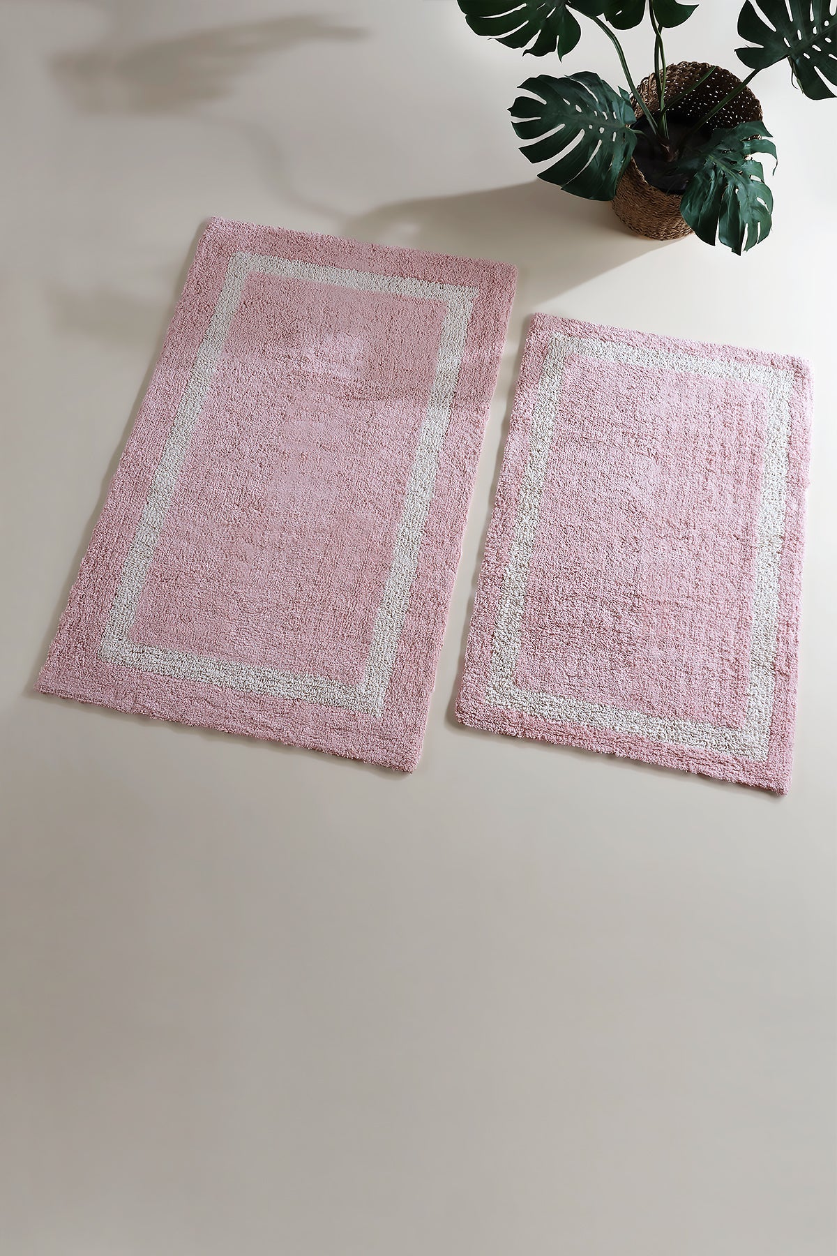 İRYA-Liberte 2’Li Takım Banyo Paspası %100 Pamuk 40X60 + 60X90 Pembe-Paspas-1-roqelvaxirum.shop
