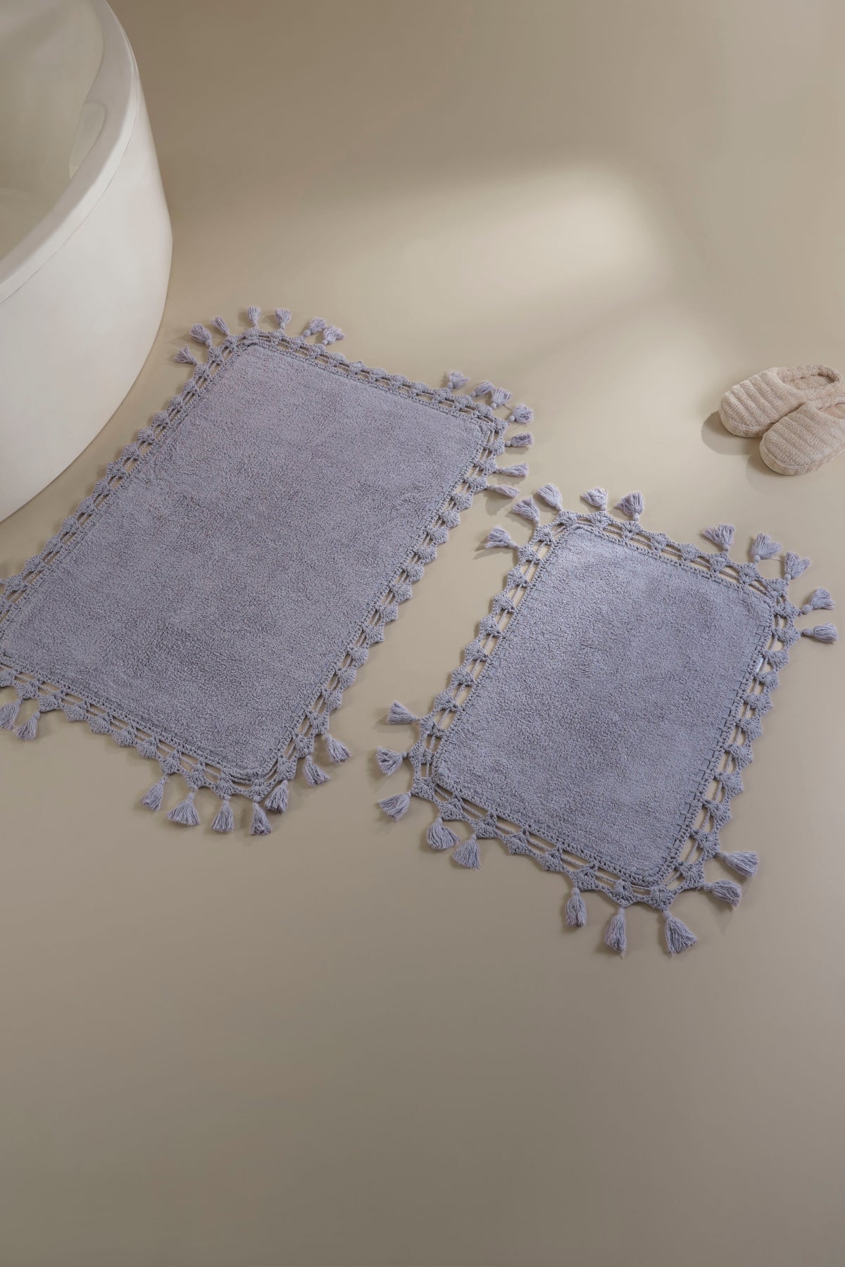 İRYA-Lorna 2’Li Takım Banyo Paspası %100 Pamuk 40X60 + 60X90 Lila-Paspas-1-roqelvaxirum.shop