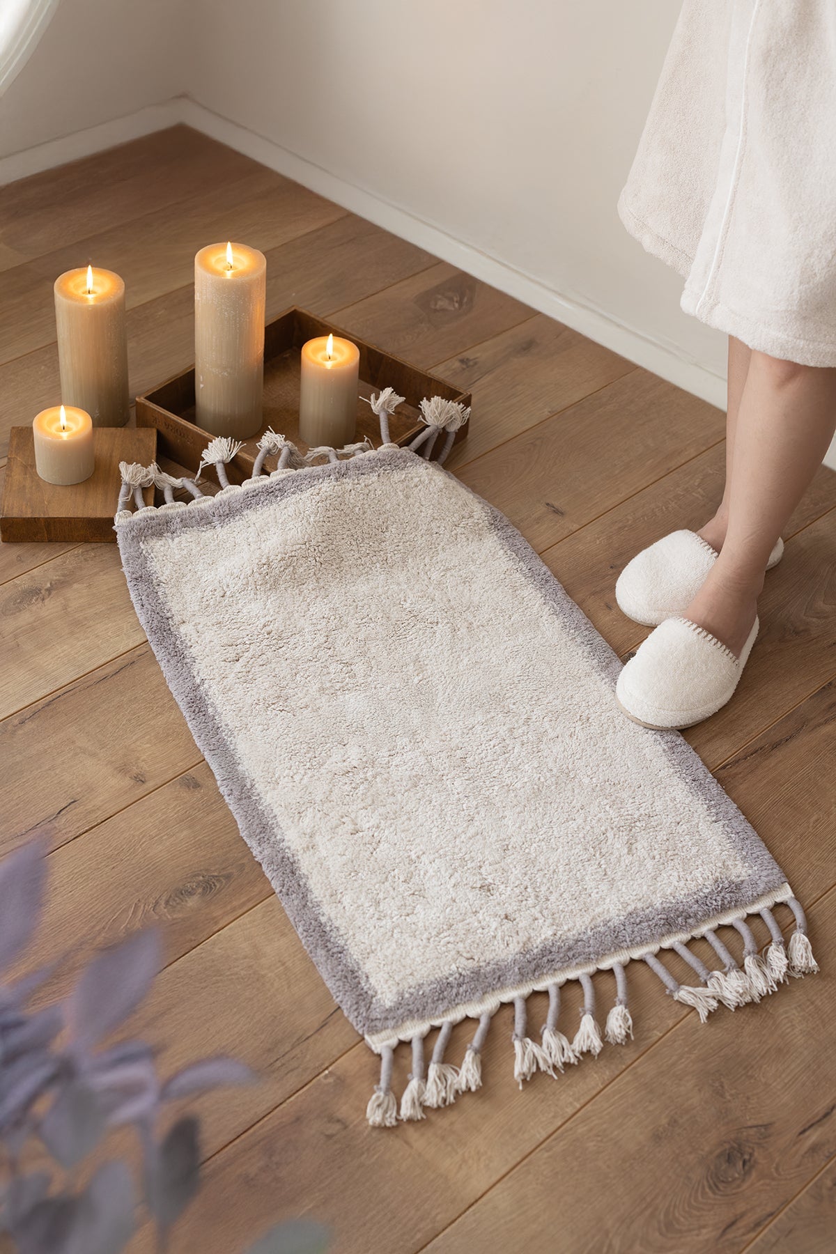 İRYA-Root Tekli Banyo Paspası Bambu 60X100 Cm Koyu Gri-Banyo Paspası-1-roqelvaxirum.shop