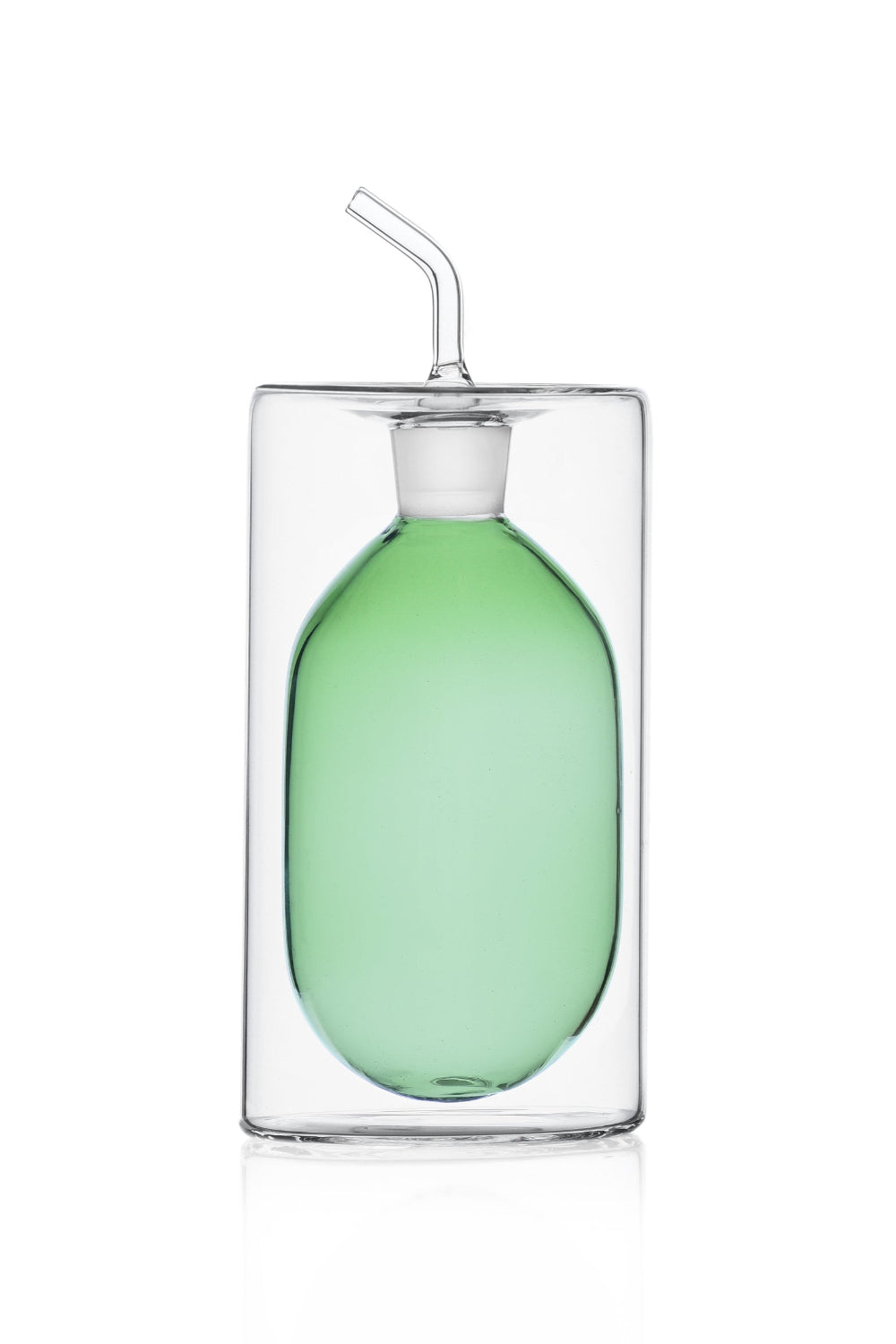 Ichendorf Milano-Cilindro Çift Duvarlı Yeşil Borosilikat Cam Yağ Şişesi 250 ml-Yağ Şişesi-1-roqelvaxirum.shop