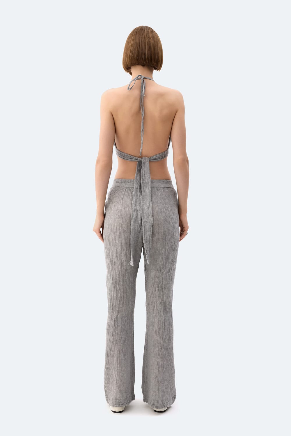 İkikız-Gri Crinkle Crop Üst-Bluz-2-roqelvaxirum.shop