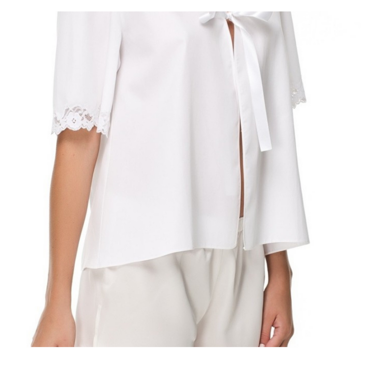 İpek Kıramer-Barbie Cotton Bed Jacket White-Pyjamas-2-roqelvaxirum.shop