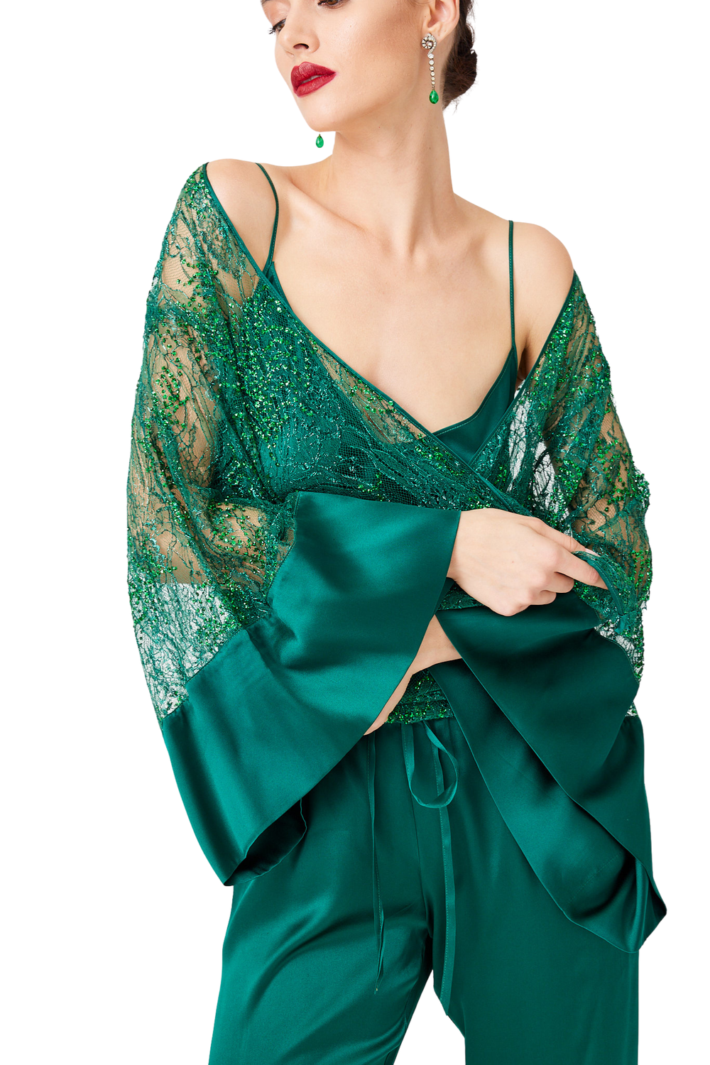 İpek Kıramer-Green Lace Set-Alt - Üst Takım-4-roqelvaxirum.shop