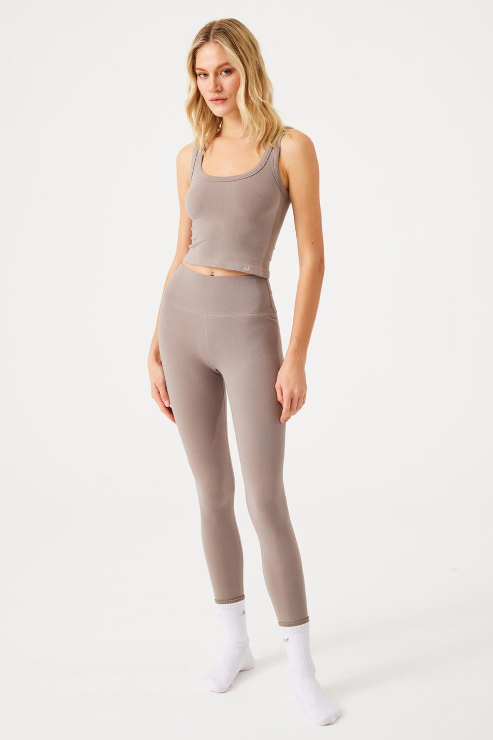 Jerf-Aura Yüksek Bel 7/8 Modal Tayt Açık Kahve-Tayt-1-roqelvaxirum.shop