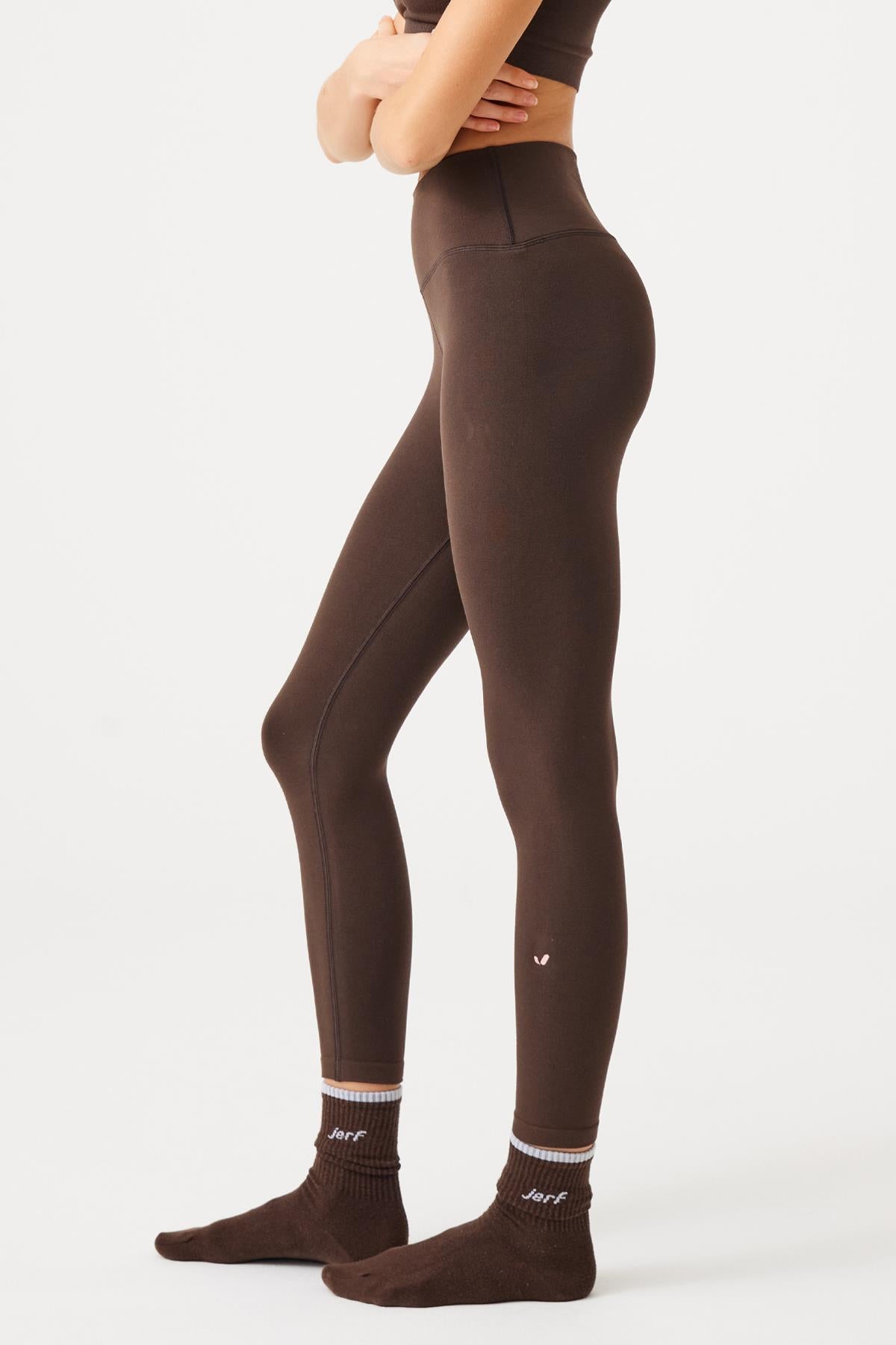 Jerf-Aura Yüksek Bel 7/8 Modal Tayt Koyu Kahve-Tayt-2-roqelvaxirum.shop