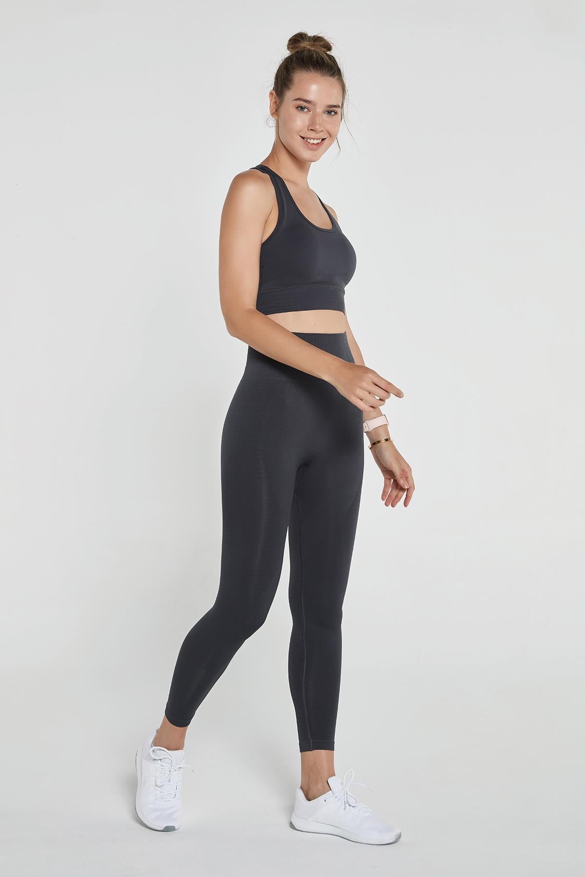 Jerf-Gela Yüksek Bel, Esnek Ve Toparlayıcı Spor Tayt Antrasit-Tayt-2-roqelvaxirum.shop