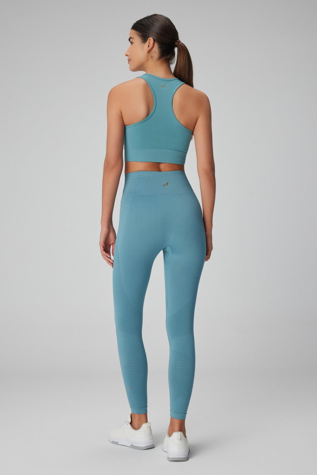 Jerf-Gela Yüksek Bel, Esnek Ve Toparlayıcı Spor Tayt Su Yeşili-Tayt-4-roqelvaxirum.shop