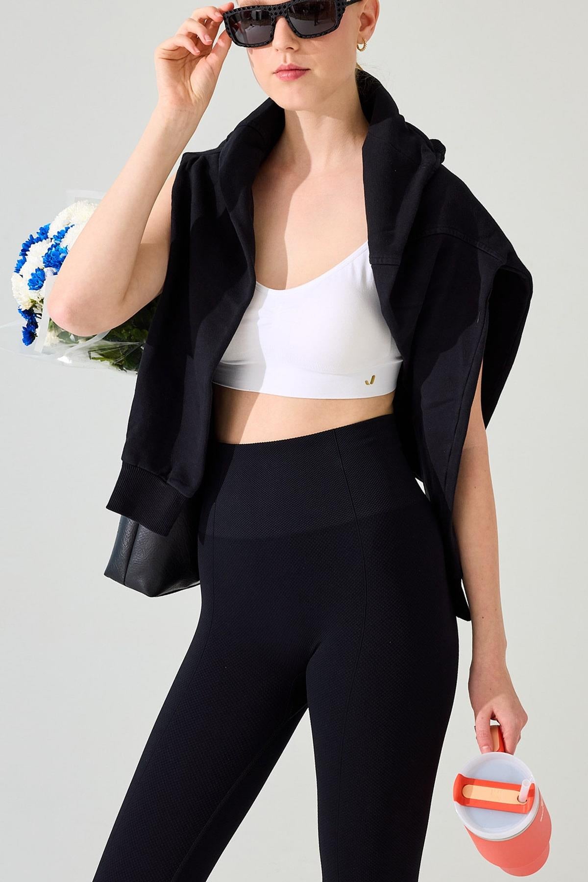 Jerf-Holly Petek Desenli Yüksek Bel Tayt Siyah-Tayt-3-roqelvaxirum.shop