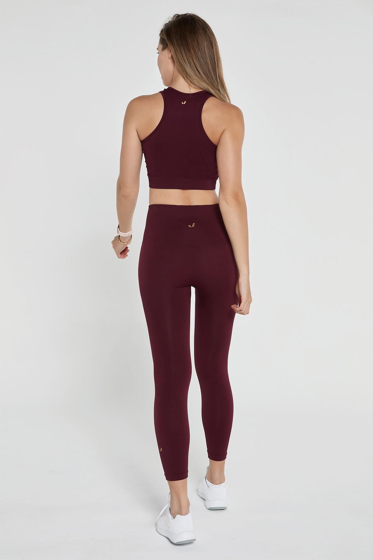 Jerf-Palmi Melanj Desenli Yüksek Bel Tayt Bordo-Tayt-4-roqelvaxirum.shop