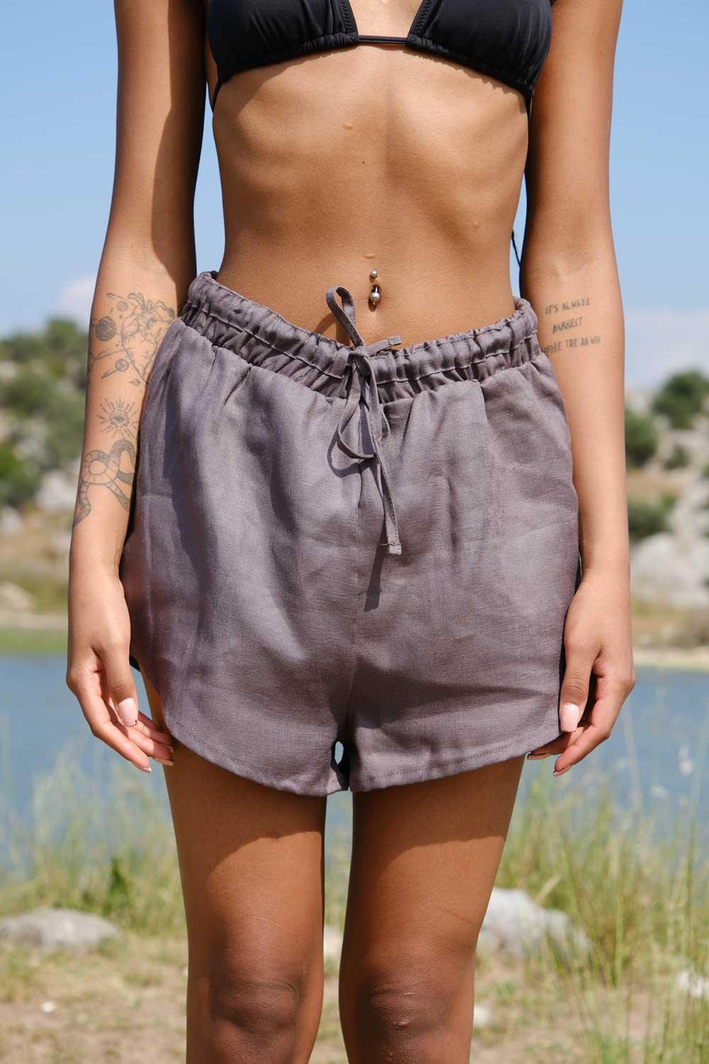 Kahshan-Nala Gri Şort-Şort-2-roqelvaxirum.shop