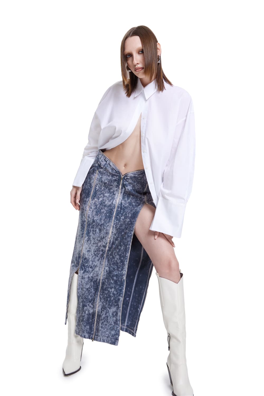 Khéla The Label Store-Manipulator Skirt In Gray Acid Wash-Etek-2-roqelvaxirum.shop
