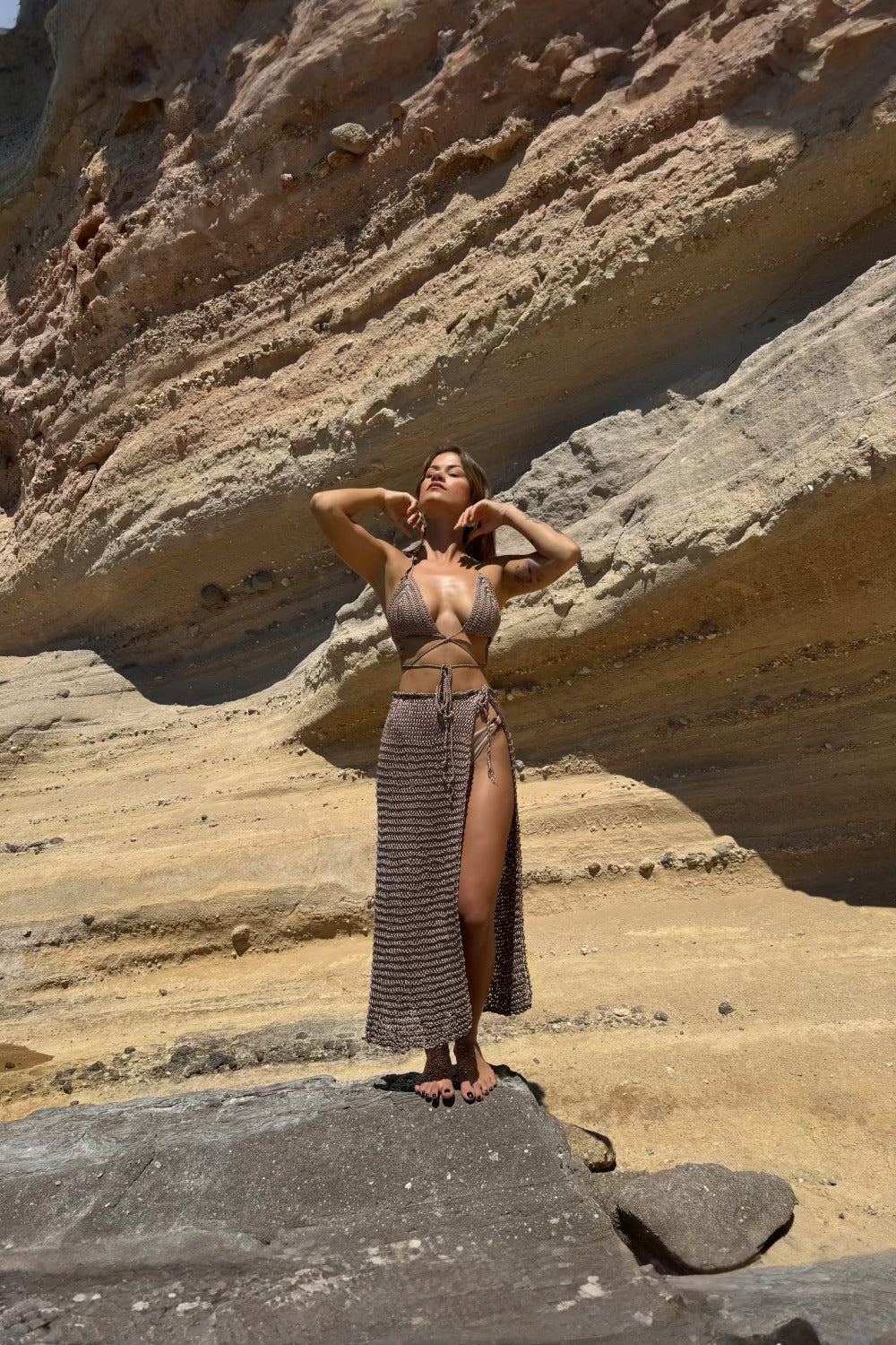 Koi People-Örgü Plaj Elbisesi / Örgü Takım Vizon-Bikini & Mayo-3-roqelvaxirum.shop
