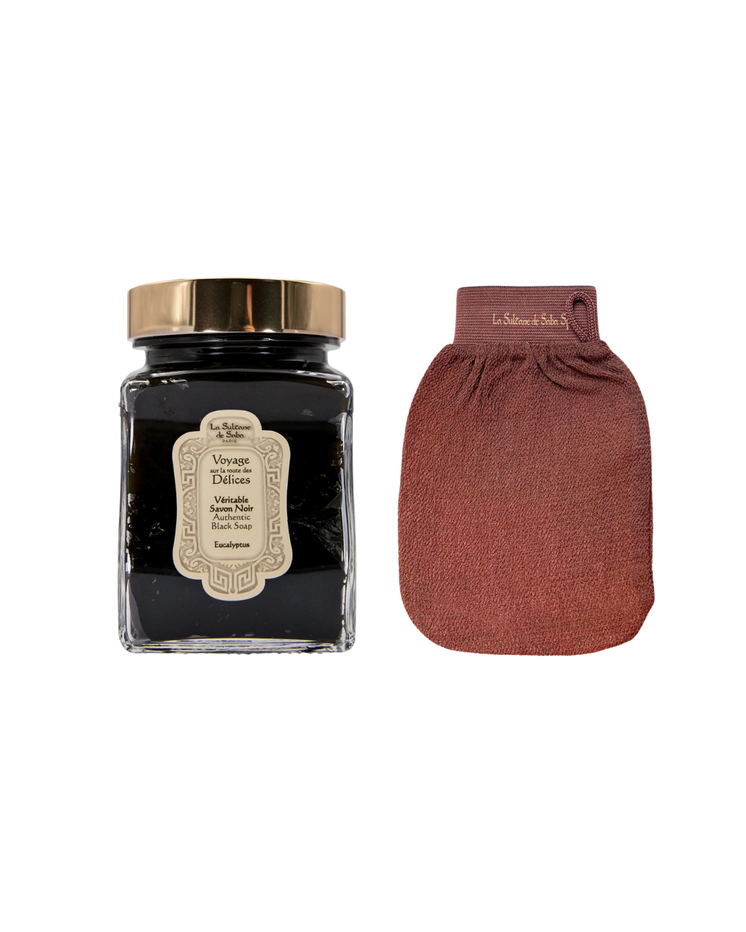 La Sultane De Saba-Ideal Couple: Real Black Soap With Eucalyptus Essential Oil + Kessa Glove-2-roqelvaxirum.shop