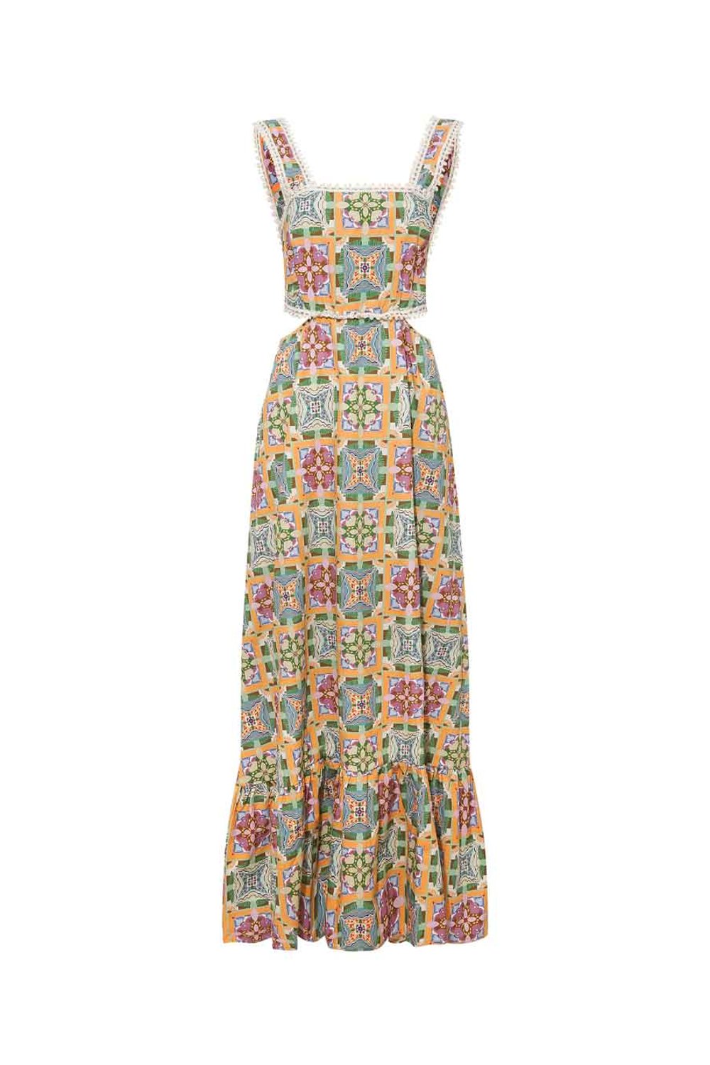 Le-Monade Dreams-Girlfriend Geometrik Desenli Sırt Detaylı Uzun Elbise-Top-1-roqelvaxirum.shop