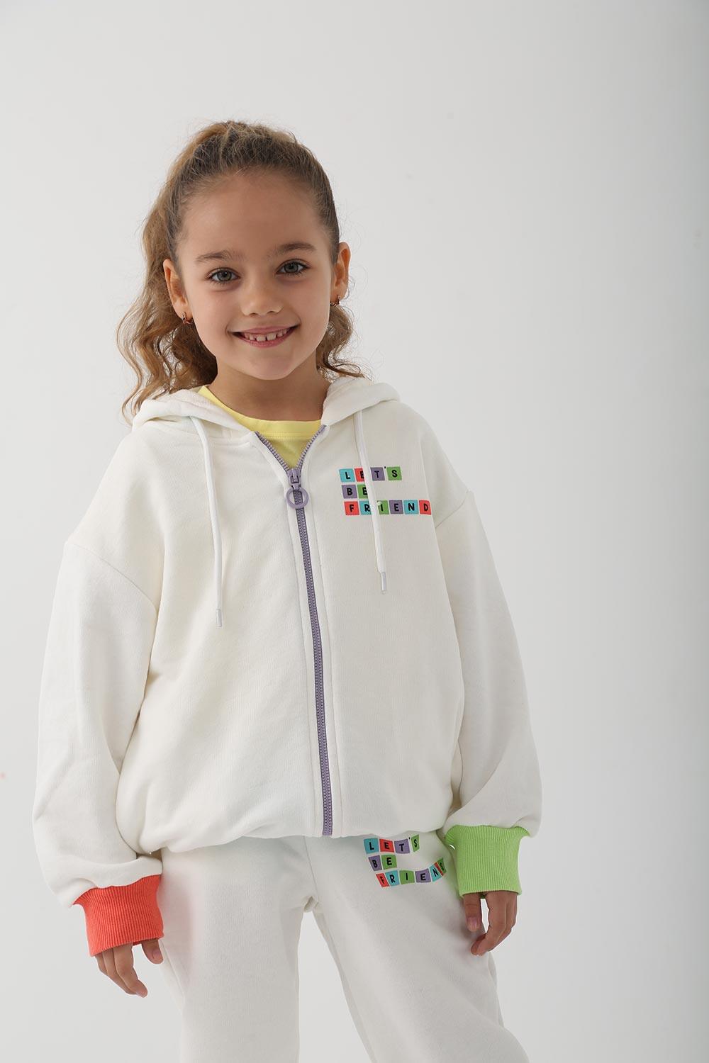 Let's Be Friends-Zipli Hoodie -Ekru-Sweatshirts & Hoodies-4-roqelvaxirum.shop