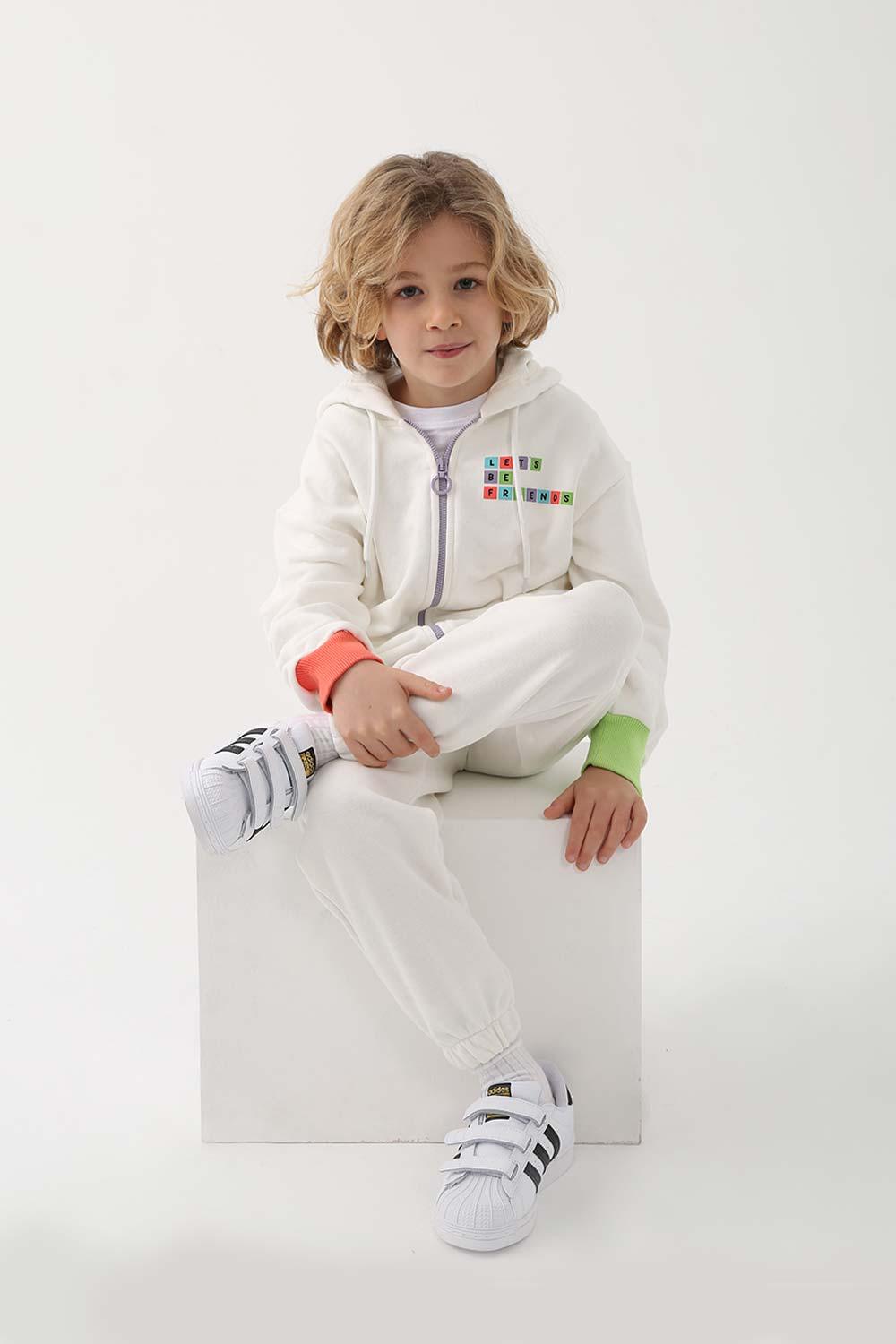 Let's Be Friends-Zipli Hoodie Takım 2 Parça - Ekru-Alt - Üst Takım-3-roqelvaxirum.shop