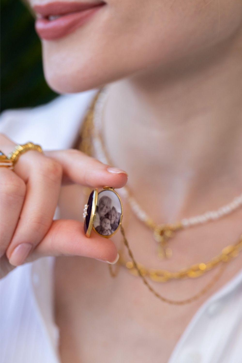 Linya Jewellery-Lacivert Mineli Kutup Yıldızı Madalyon Kolye-Kolye-3-roqelvaxirum.shop