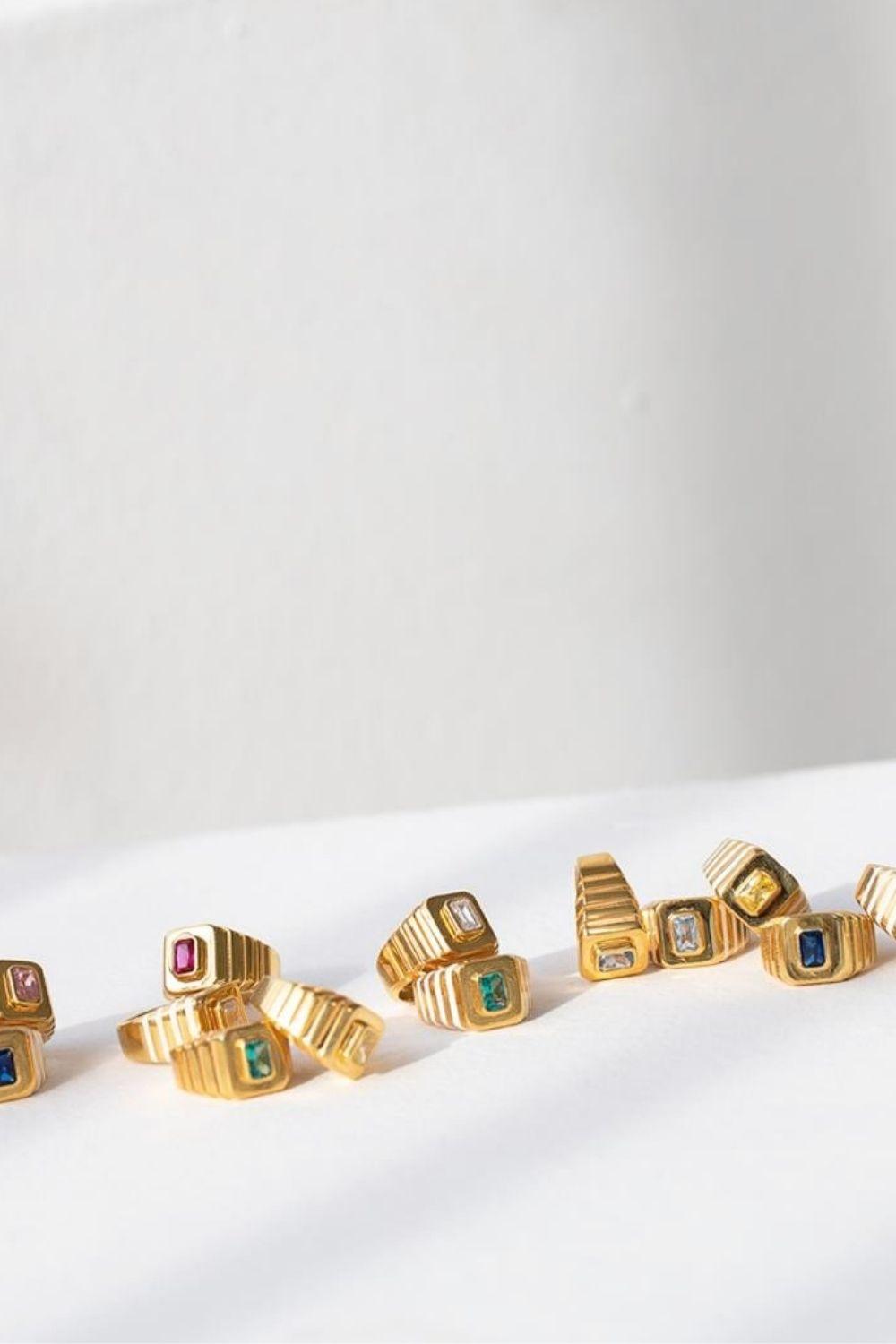 Linya Jewellery-Oktagon Pembe Taşlı Yüzük-Yüzük-2-roqelvaxirum.shop
