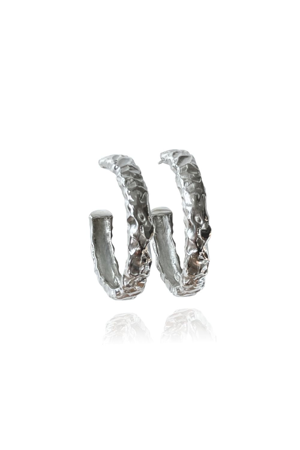 Linya Jewellery-Rara Amorf Yarım Gümüş Oval Küpe-Küpe-1-roqelvaxirum.shop