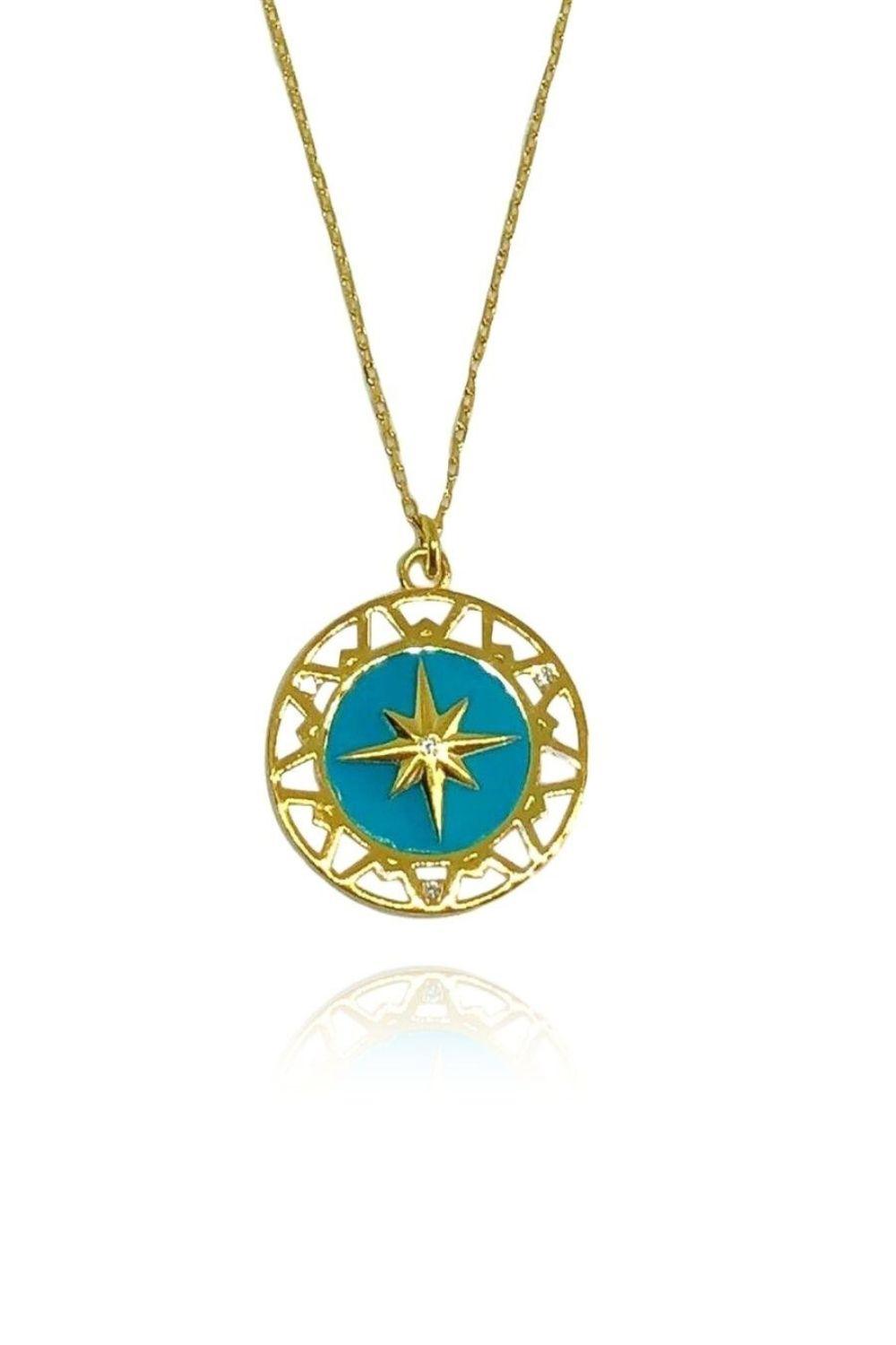 Linya Jewellery-Turkuaz Mineli Kutup Yıldız Kolye-Kolye-2-roqelvaxirum.shop