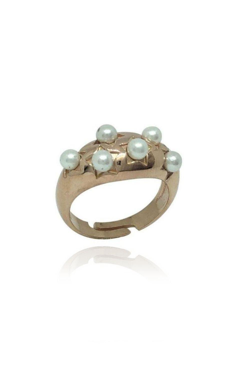 Linya Jewellery-Yıldız İnci Yüzük Rose Gold-Yüzük-1-roqelvaxirum.shop