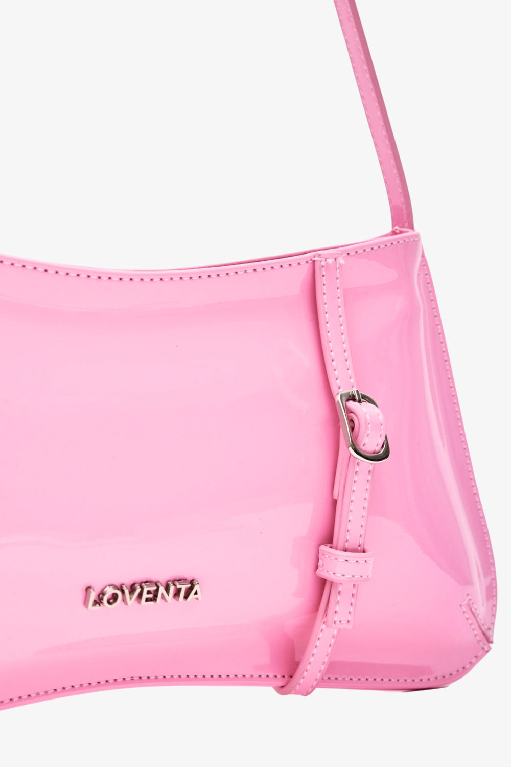 Loventa-Kemer Detaylı Omuz Çantası Rugan Pembe Eleanor-Omuz Çantası-6-roqelvaxirum.shop