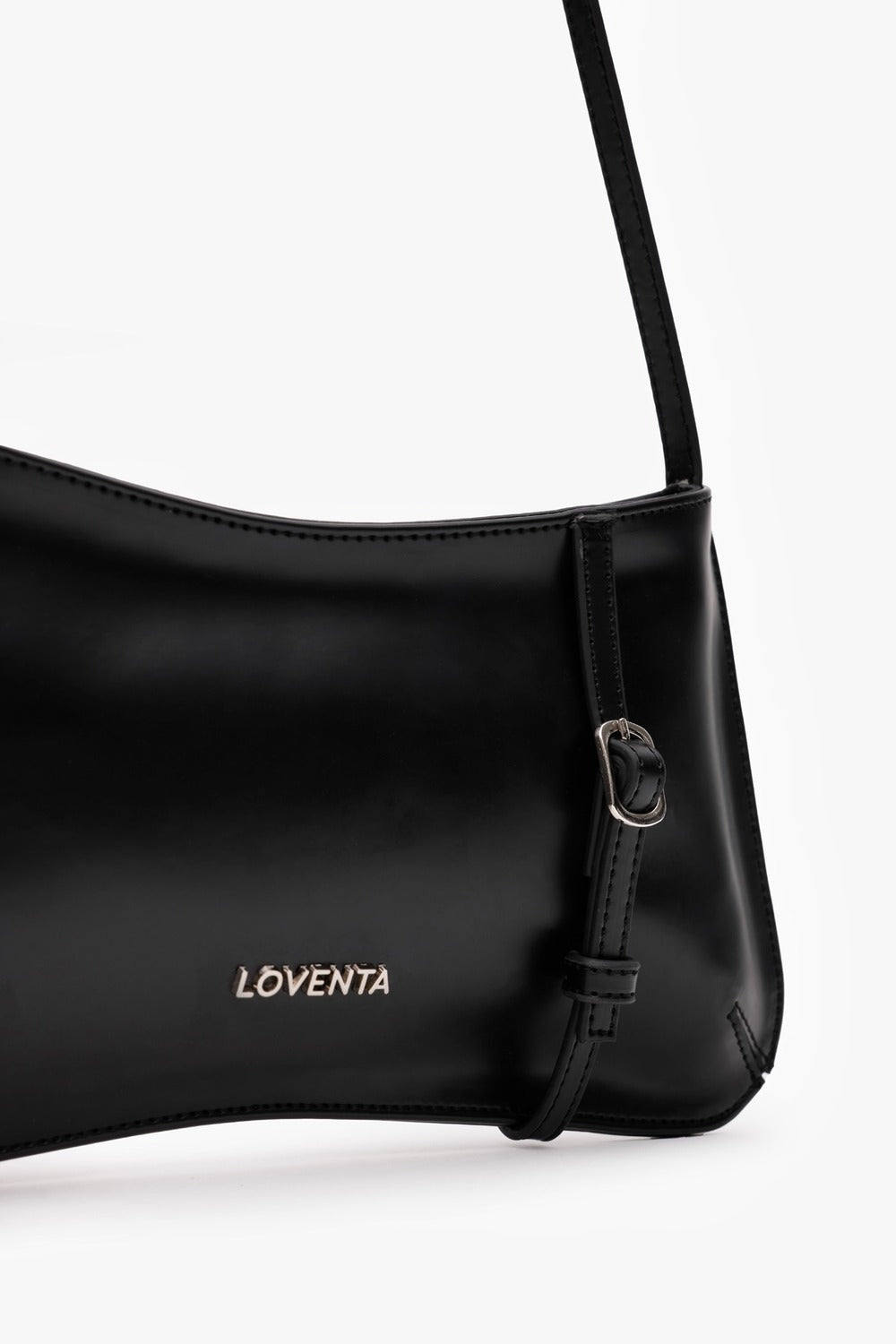 Loventa-Kemer Detaylı Omuz Çantası Siyah Eleanor-Omuz Çantası-5-roqelvaxirum.shop