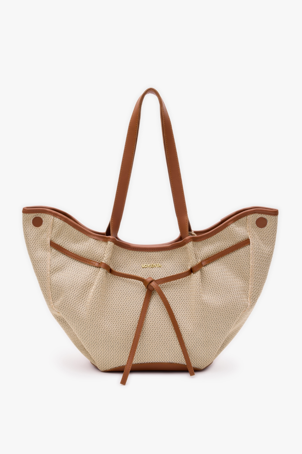 Loventa-Large Tote Bag Bej & Taba Niesha Allure-Omuz Çantası-1-roqelvaxirum.shop