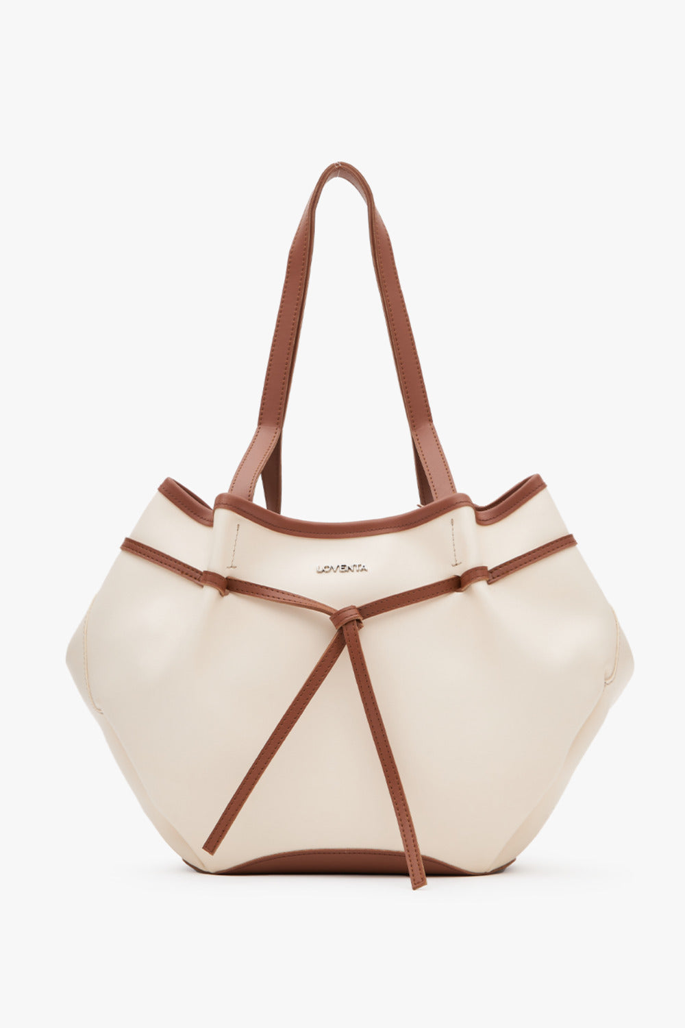 Loventa-Large Tote Bag Bej & Taba Ni̇esha-Omuz Çantası-5-roqelvaxirum.shop