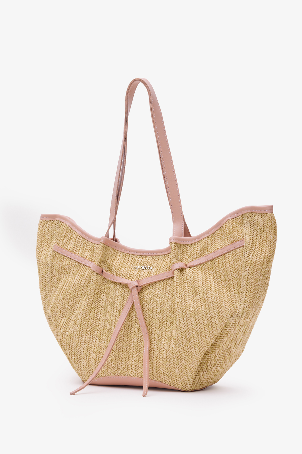Loventa-Large Tote Bag Hasır & Pembe Niesha Allure Mer-Omuz Çantası-2-roqelvaxirum.shop