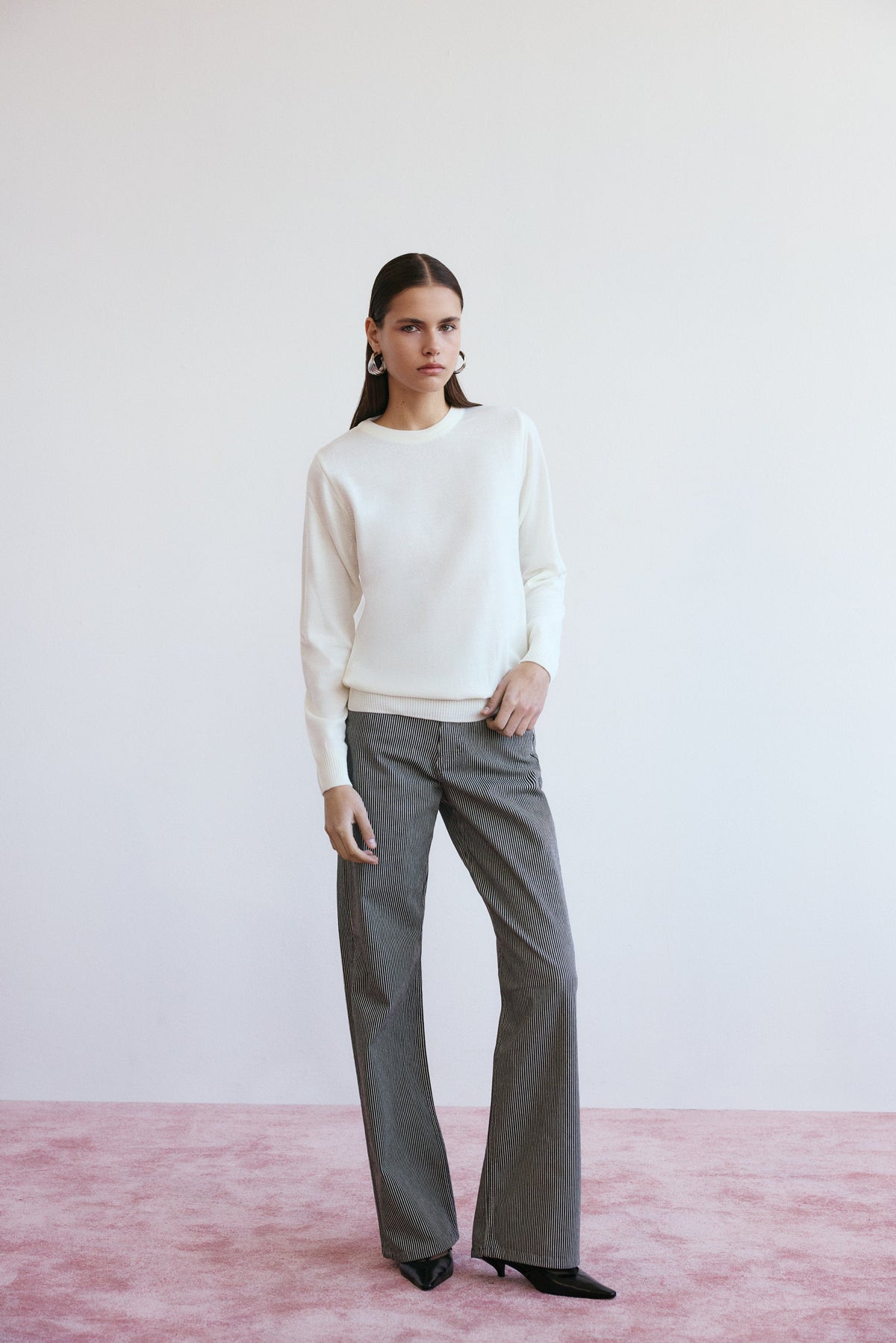 Lucentie-Lune Stri̇ped Deni̇m-Kot Pantolon-4-roqelvaxirum.shop
