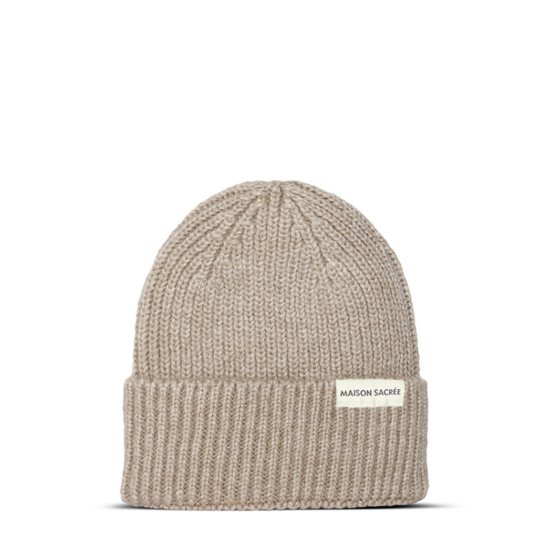 Maison Sacrée-Ms Beige Knitted Beanie-Bere-1-roqelvaxirum.shop
