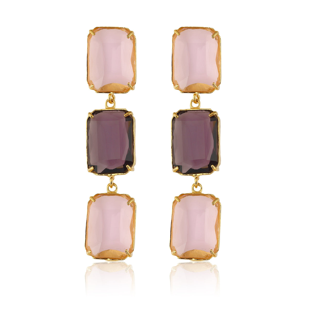 Maison Soula-Donna Earrings Rose Pink & Amethyst-Earrings-1-roqelvaxirum.shop