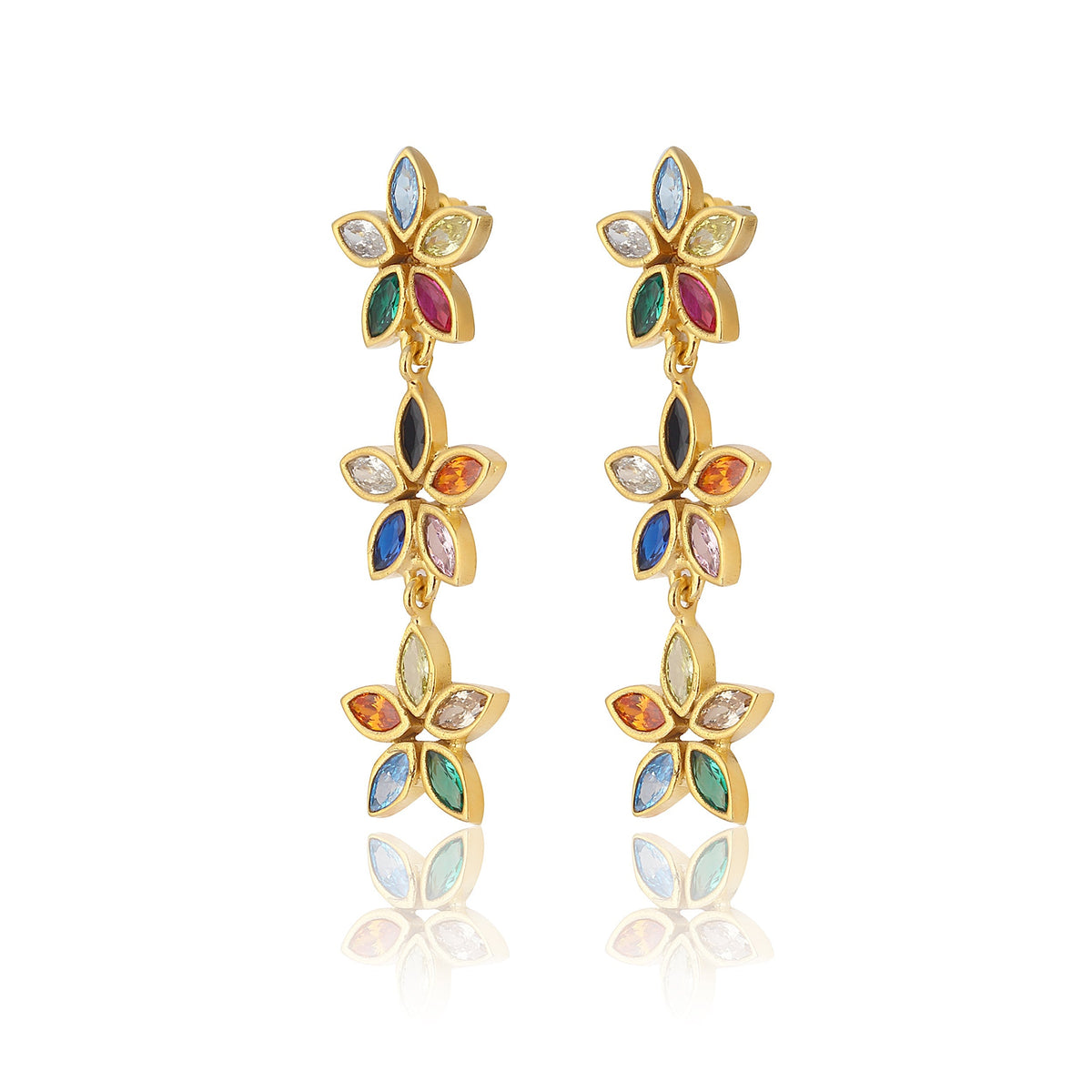 Maison Soula-Kalea Flower Trio Drop Earrings-Earrings-3-roqelvaxirum.shop