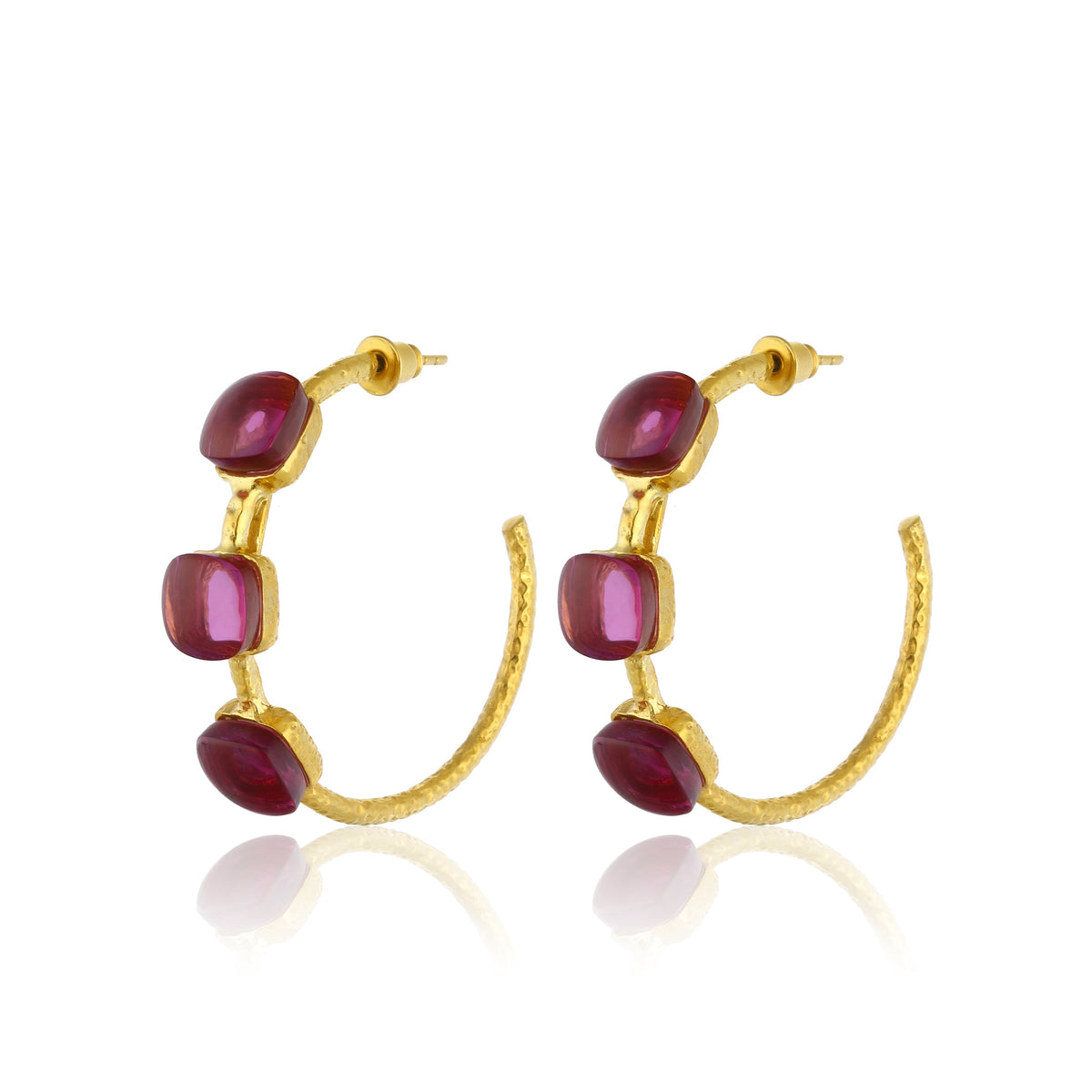 Maison Soula-Siena Hoop Earrings Ruby Pink-Earrings-1-roqelvaxirum.shop