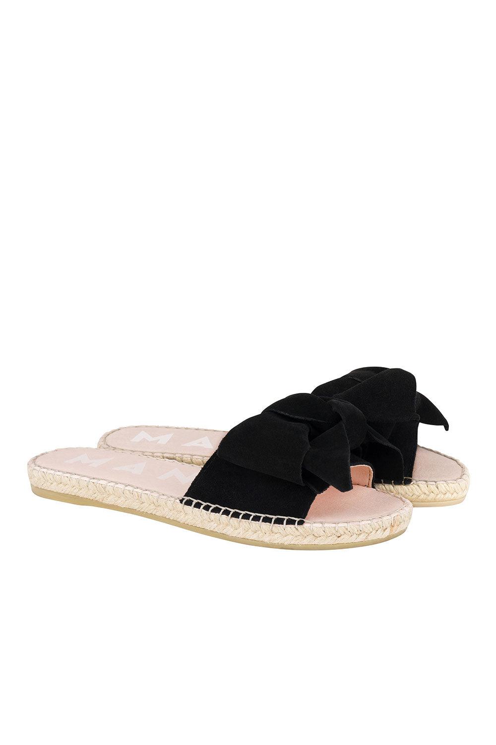 Manebi-Hamptons Sandals with Bow Black-Sandalet & Terlik-3-roqelvaxirum.shop