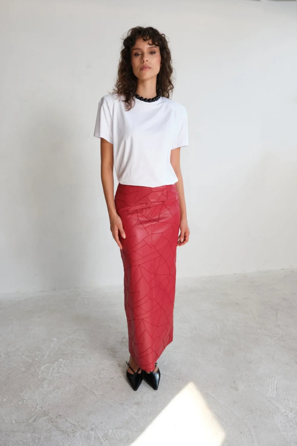 Manshet-Nadine Yırtmaçlı Deri Midi Etek-Etek-3-roqelvaxirum.shop