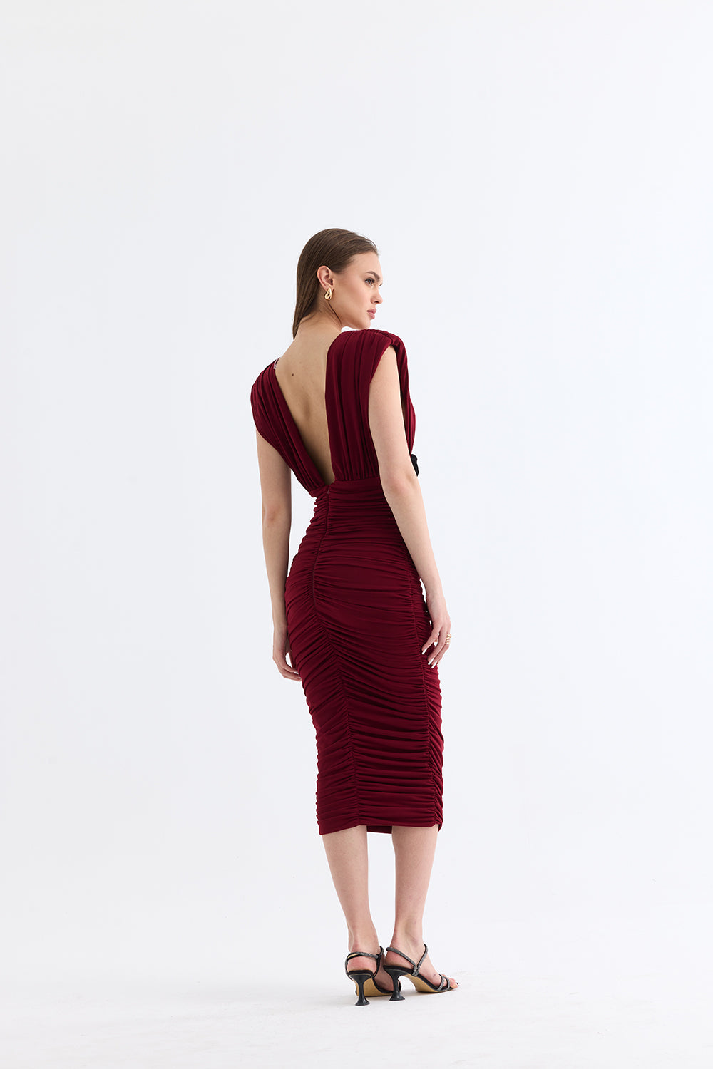 Manshet-The Velvet / Dekolteli Midi Elbise-Elbise-3-roqelvaxirum.shop