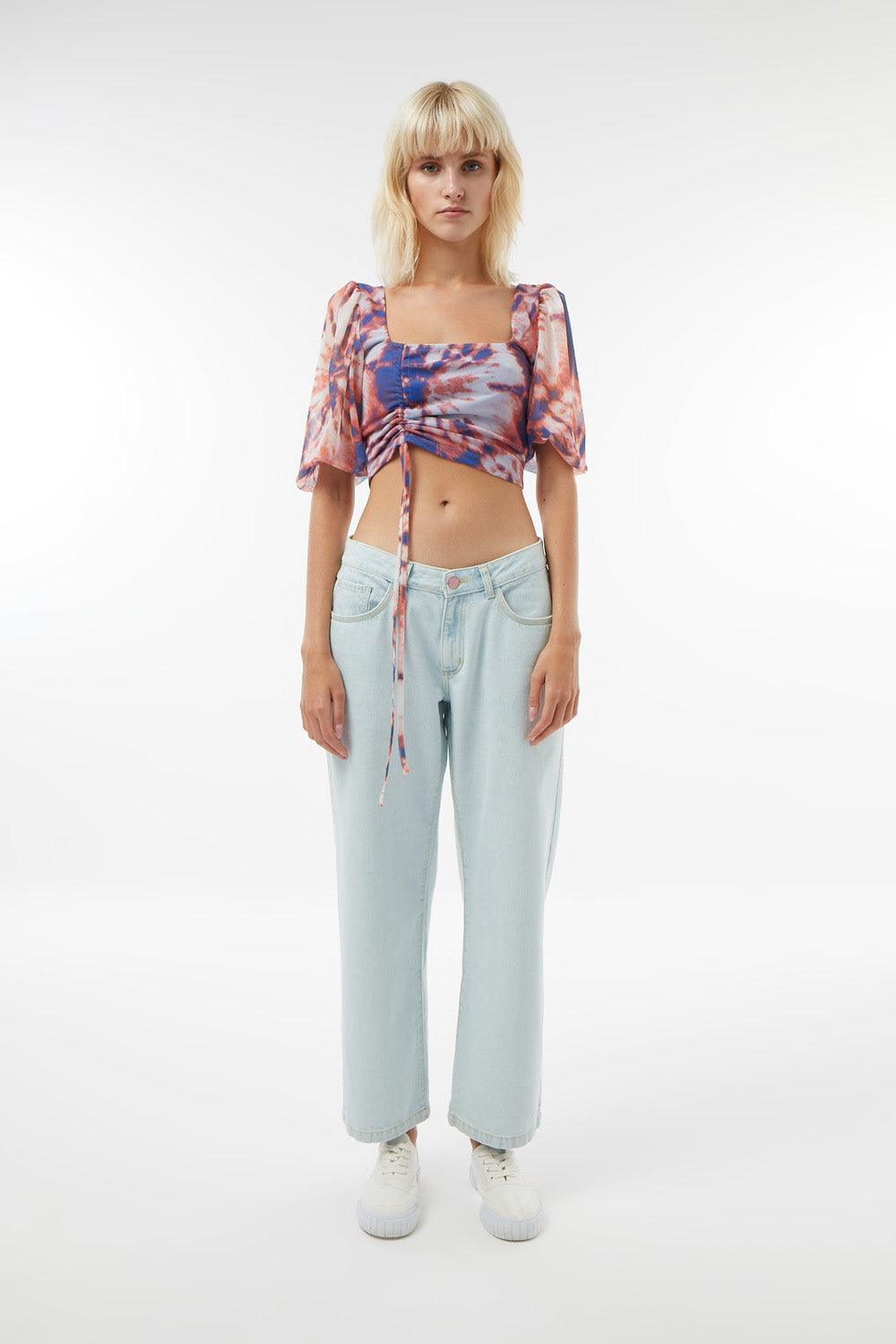 Midground-Batik Desenli Mesh Crop Top-Crop Top-1-roqelvaxirum.shop