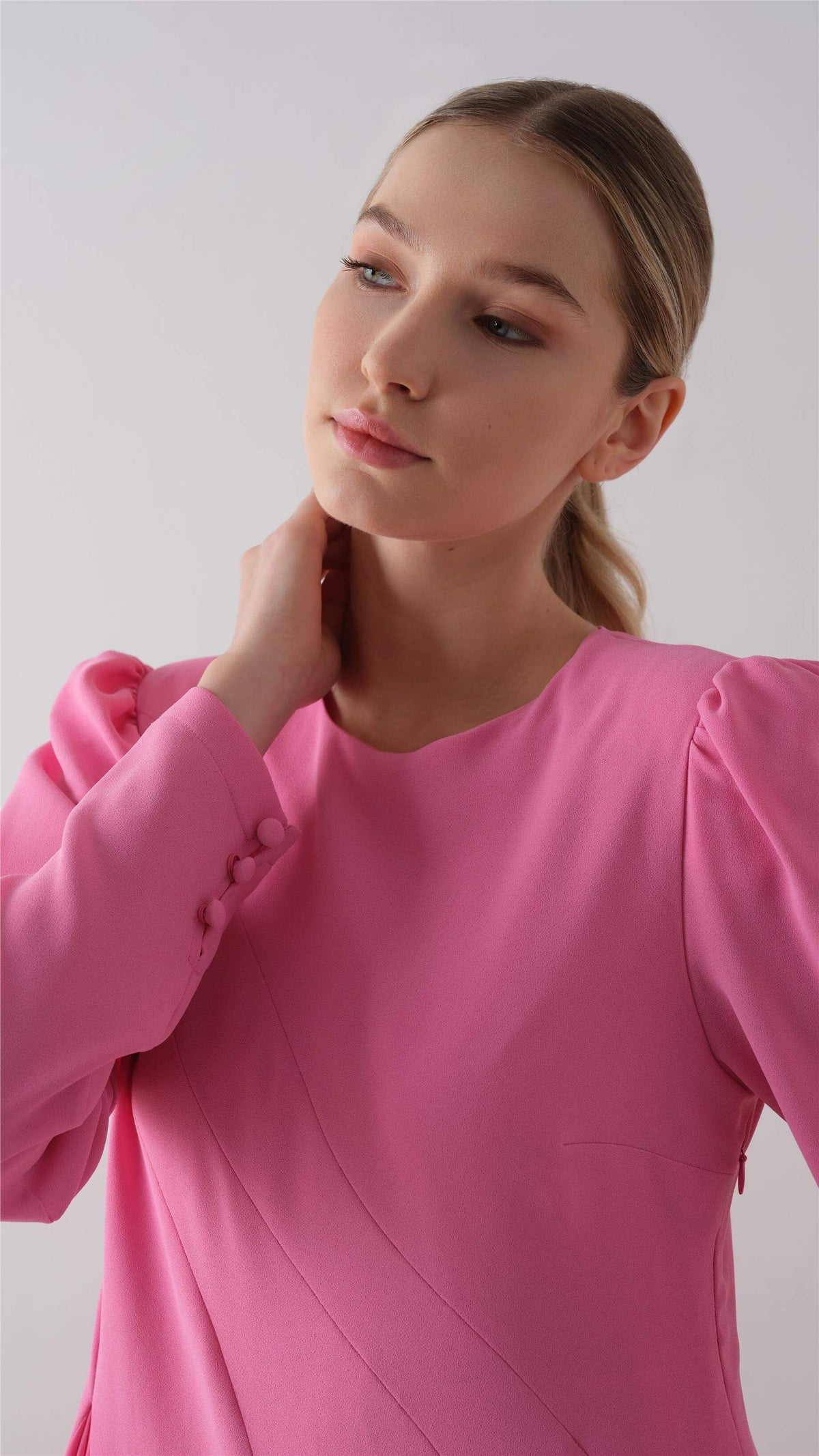 Miha-Parça Pi̇Li̇Seli̇ Krep Şi̇Fon Elbi̇Se Pembe-4-roqelvaxirum.shop