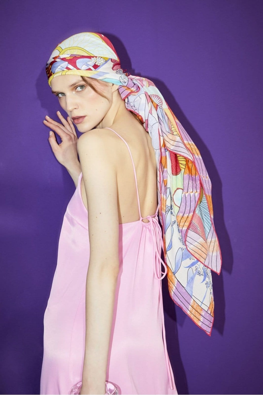 Mokoshe-Mushroom Town & Purple And Orange - Silk-Şal & Fular-2-roqelvaxirum.shop
